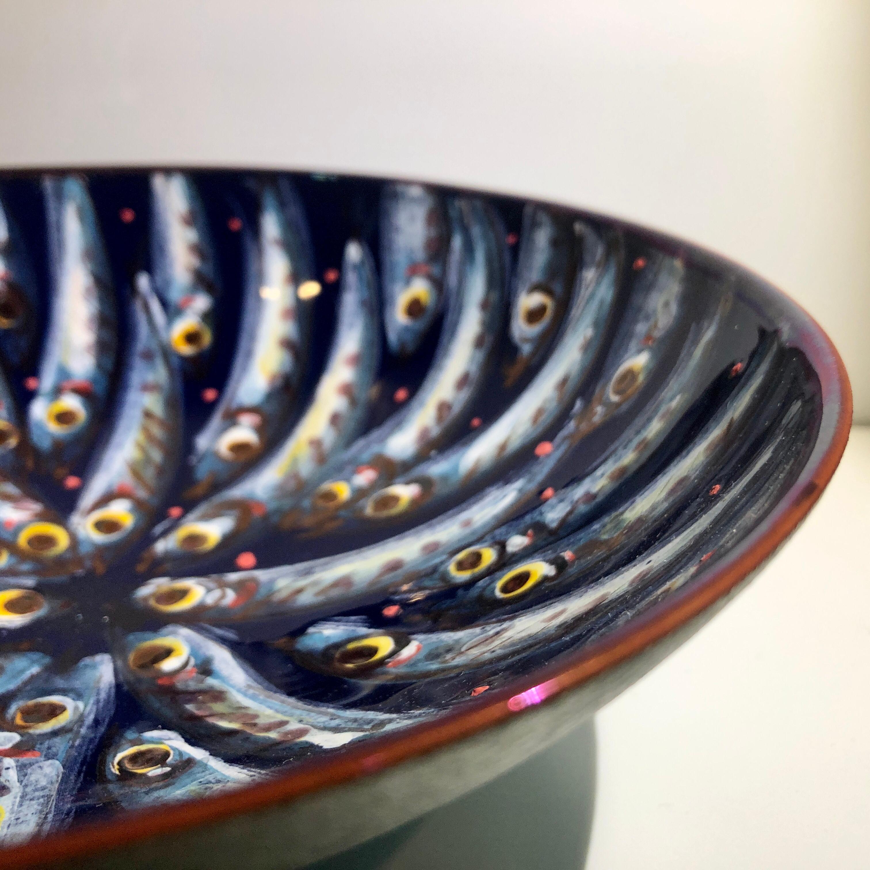 Italian Ceramic Bowl by Bottega Vignoli Hand Painted Glazed Earthenware Contemporary For Sale