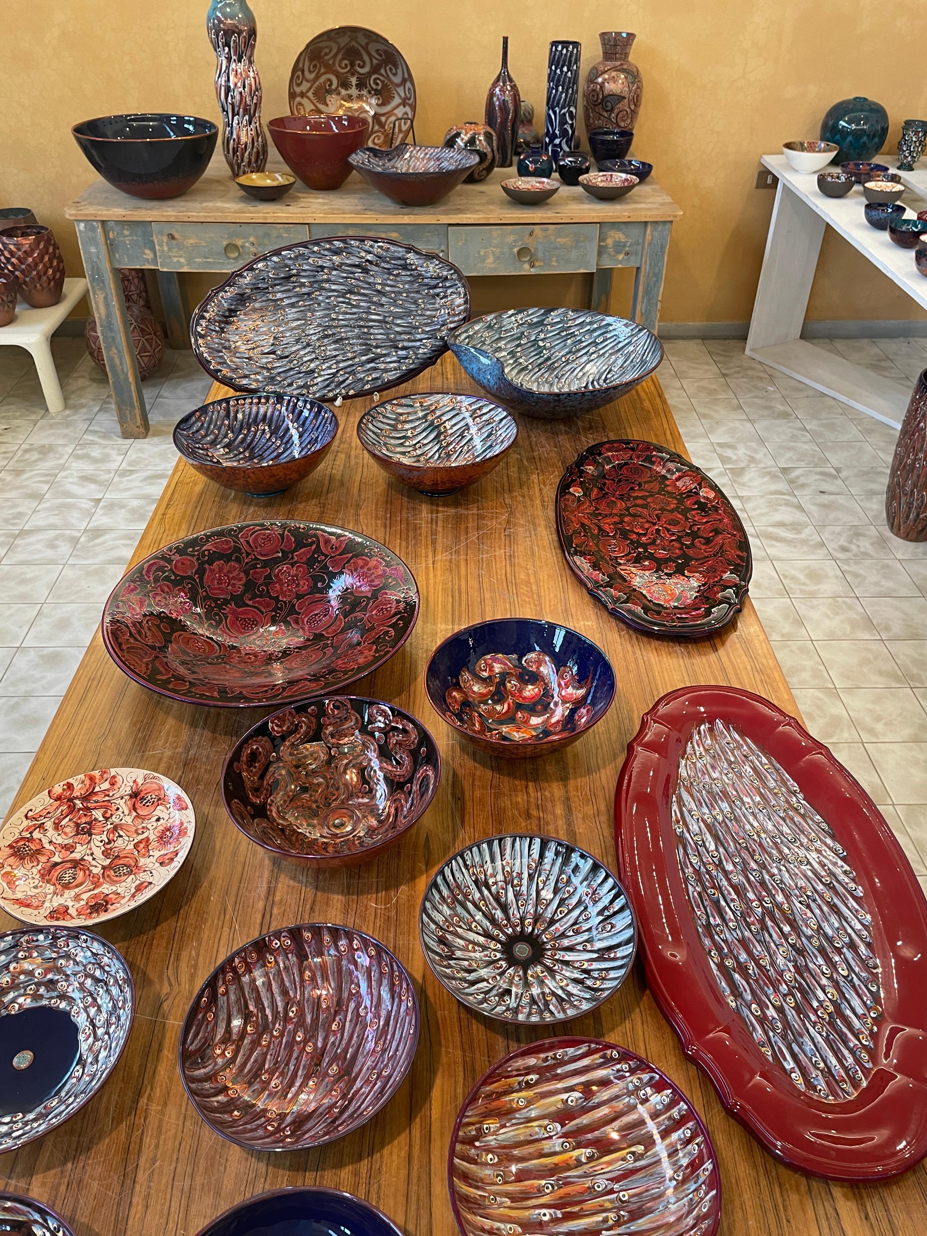 Cuenco de cerámica de Bottega Vignoli Mayólica pintada a mano Contemporáneo italiano en Nuevo estado para la venta en London, GB