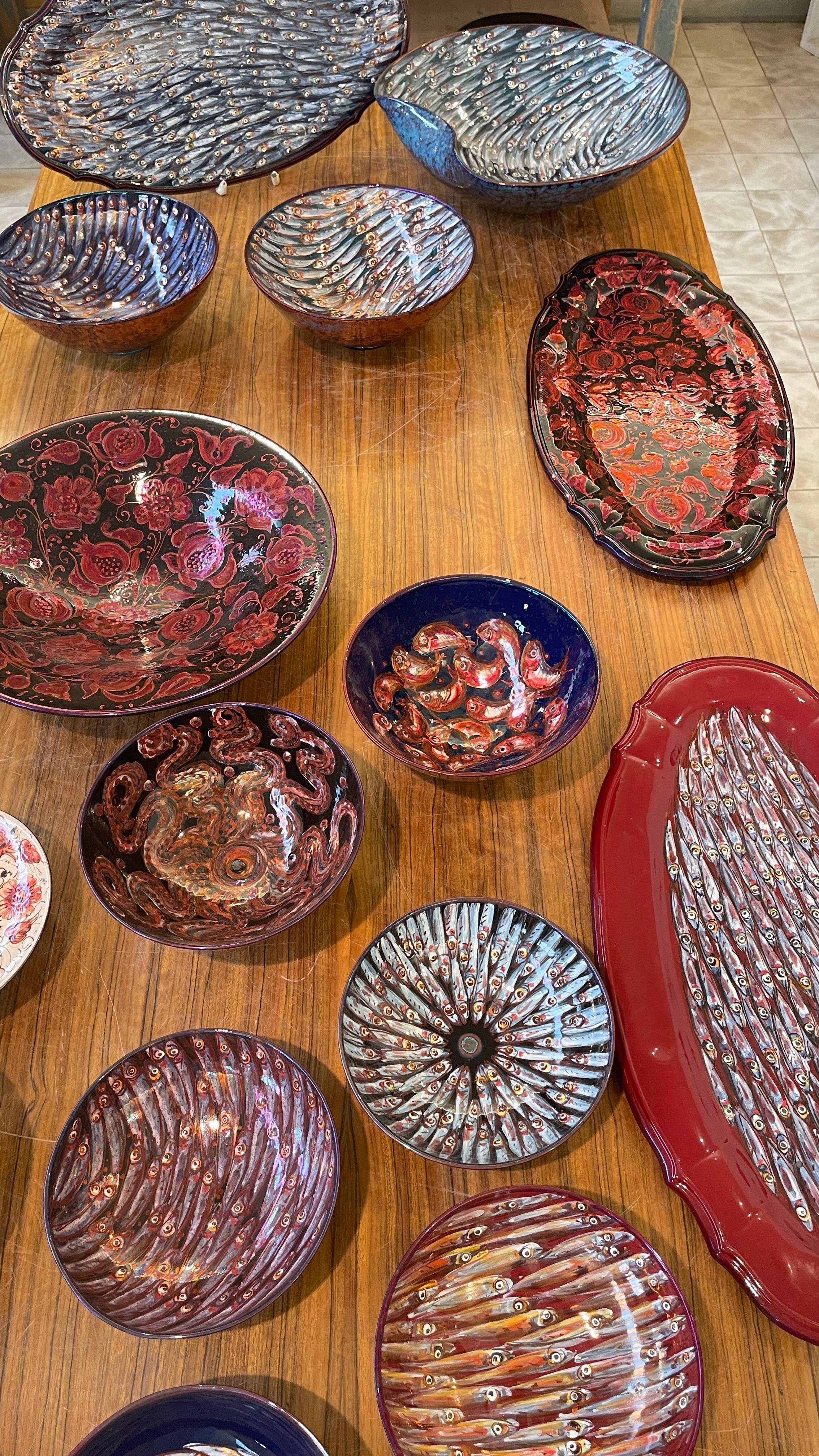 Cuenco de cerámica de Bottega Vignoli Mayólica pintada a mano Contemporáneo italiano Siglo XXI y contemporáneo en venta