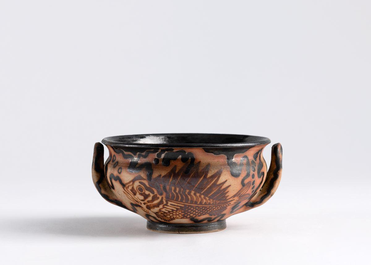 Vernissé Bol en céramique par Etienne Vilotte pour la poterie de Ciboure, France, vers 1945