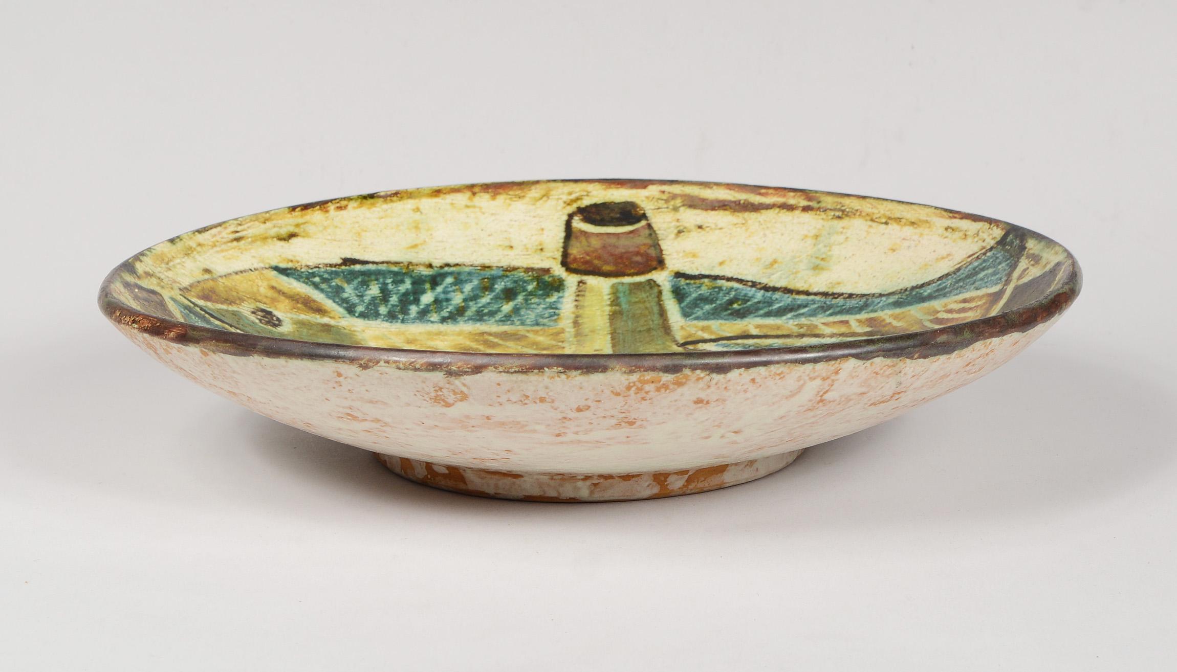 Danish Ceramic Bowl by Preben Herluf Gottschalk Olsen with Cubist Still Life