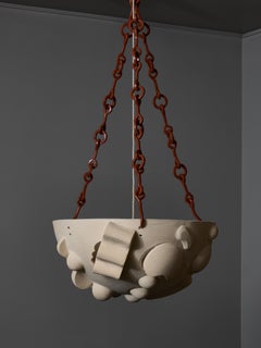 Ceramic Bowl Chandelier with Custom Chain by Olivia Cognet