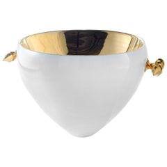 Ceramic Bowl "GABRIEL" Handcrafted in White and 24-Karat Gold by Gabriella B.