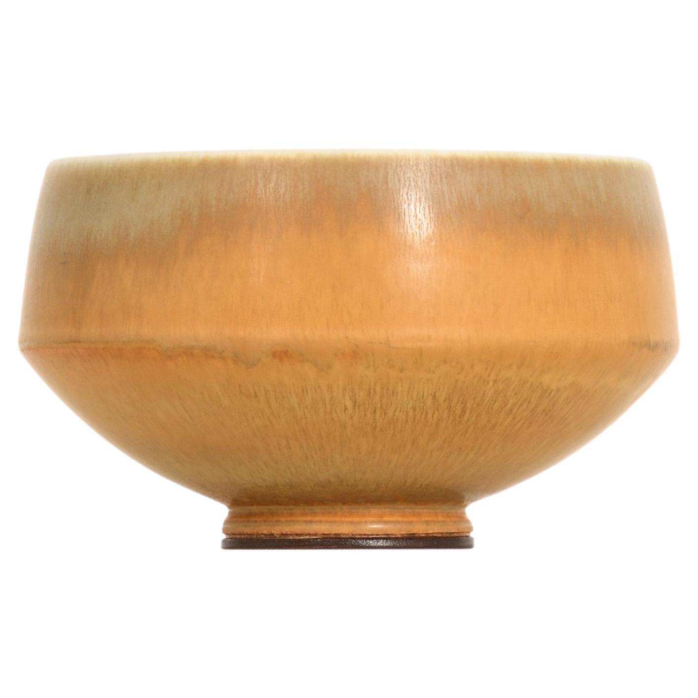 Keramische Schale mit Hasenfellglasur von Berndt Friberg, 1962 im Angebot