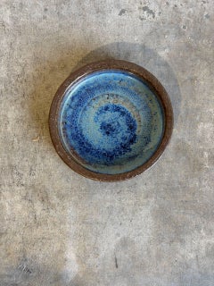 Ceramic Bowl Michael Andersen & Son Danish Pottery Blue Volcano Glaze 1960s