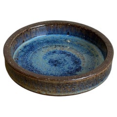 Ceramic Bowl Michael Andersen & Son Danish Pottery Blue Volcano Glaze 1960s