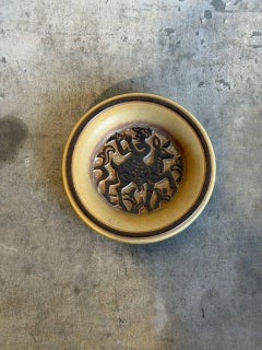 Ceramic Bowl Michael Andersen & Son Danish Pottery Pan Playing Flute 1960s