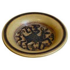 Ceramic Bowl Michael Andersen & Son Danish Pottery Pan Playing Flute 1960s