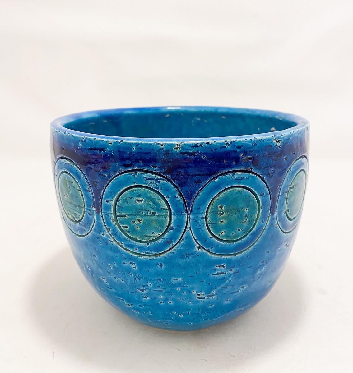 Cuenco de cerámica de la serie Rimini Azul de Aldo Landi para Bitossi, Italia, 1960 Moderno de mediados de siglo en venta
