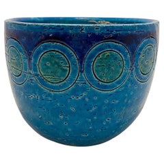 Ciotola in ceramica della serie Rimini Blue di Aldo Landi per Bitossi, Italia, 1960