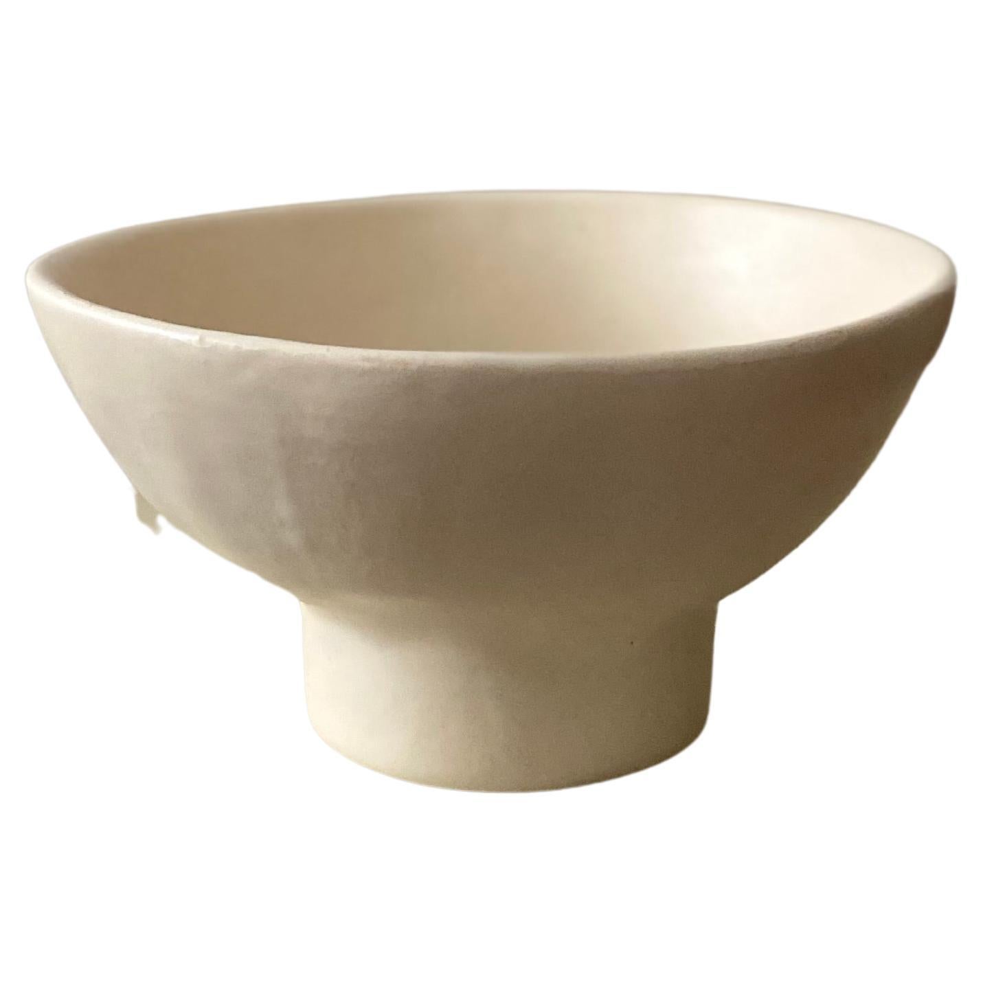 Ceramic Bowl Organic Shape Ideal for Ramen and Fruit Matte Neutral Finish For Sale