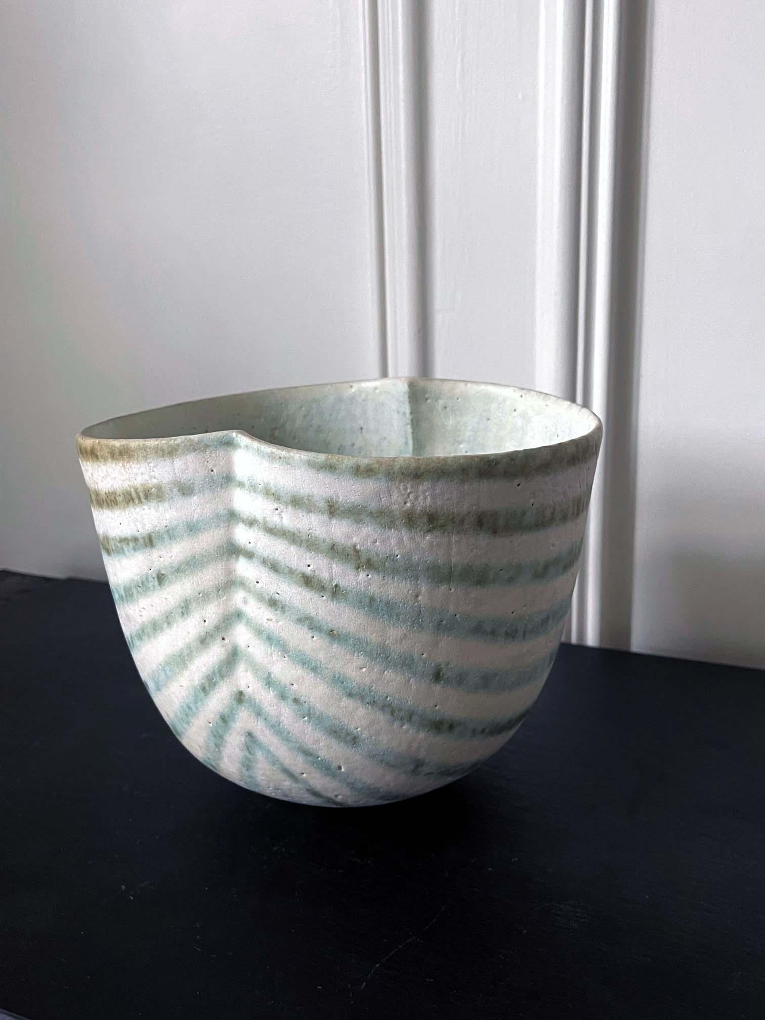 Modern Ceramic Bowl-Shape Vessel by British Studio Potter John Ward For Sale