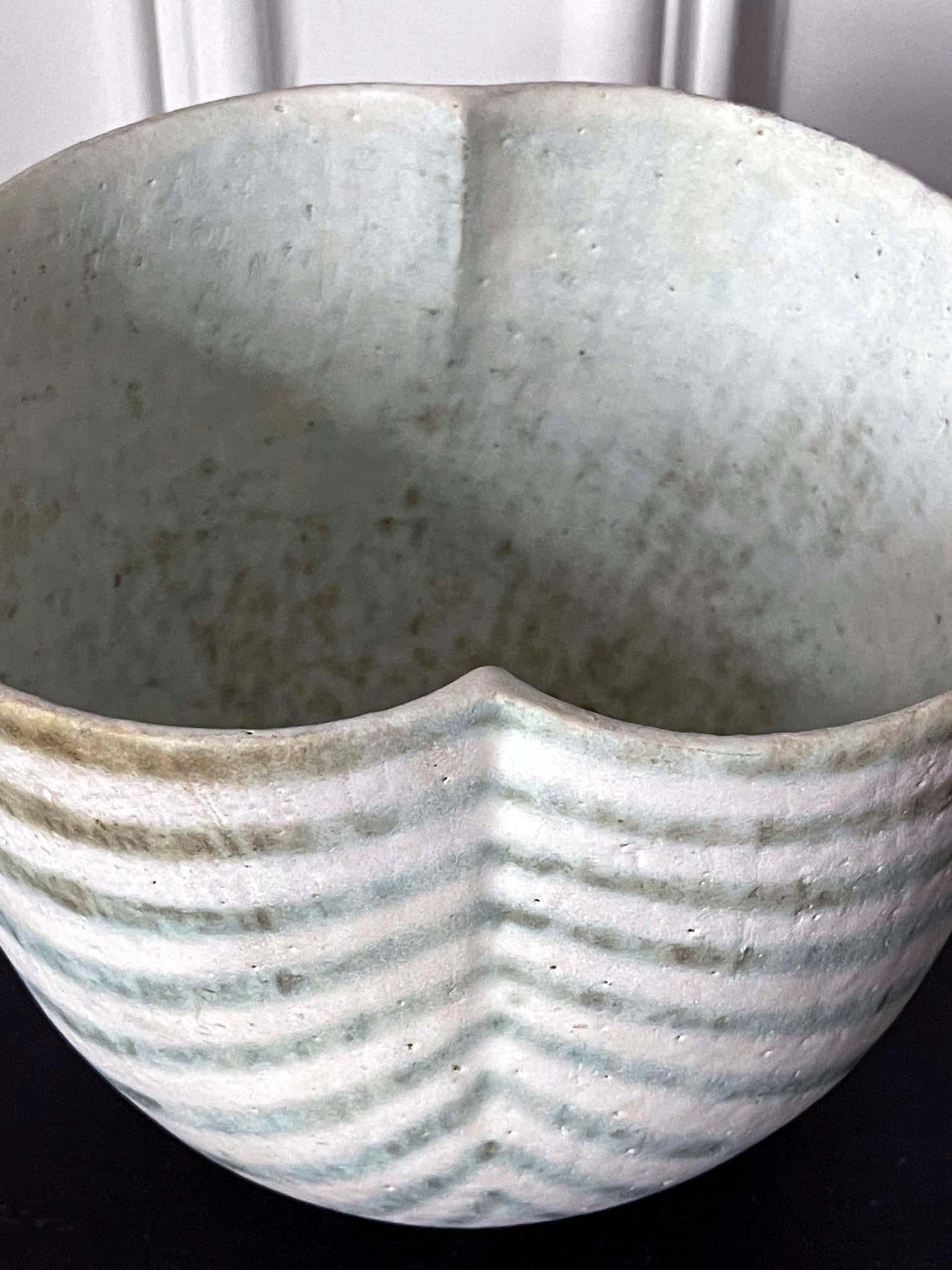 Late 20th Century Ceramic Bowl-Shape Vessel by British Studio Potter John Ward For Sale