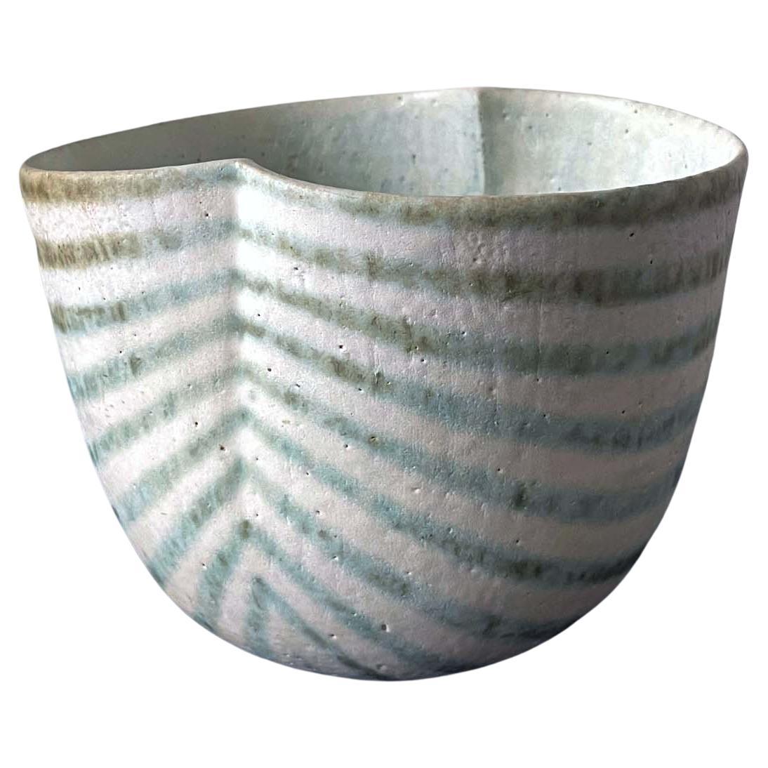 Ceramic Bowl-Shape Vessel by British Studio Potter John Ward For Sale
