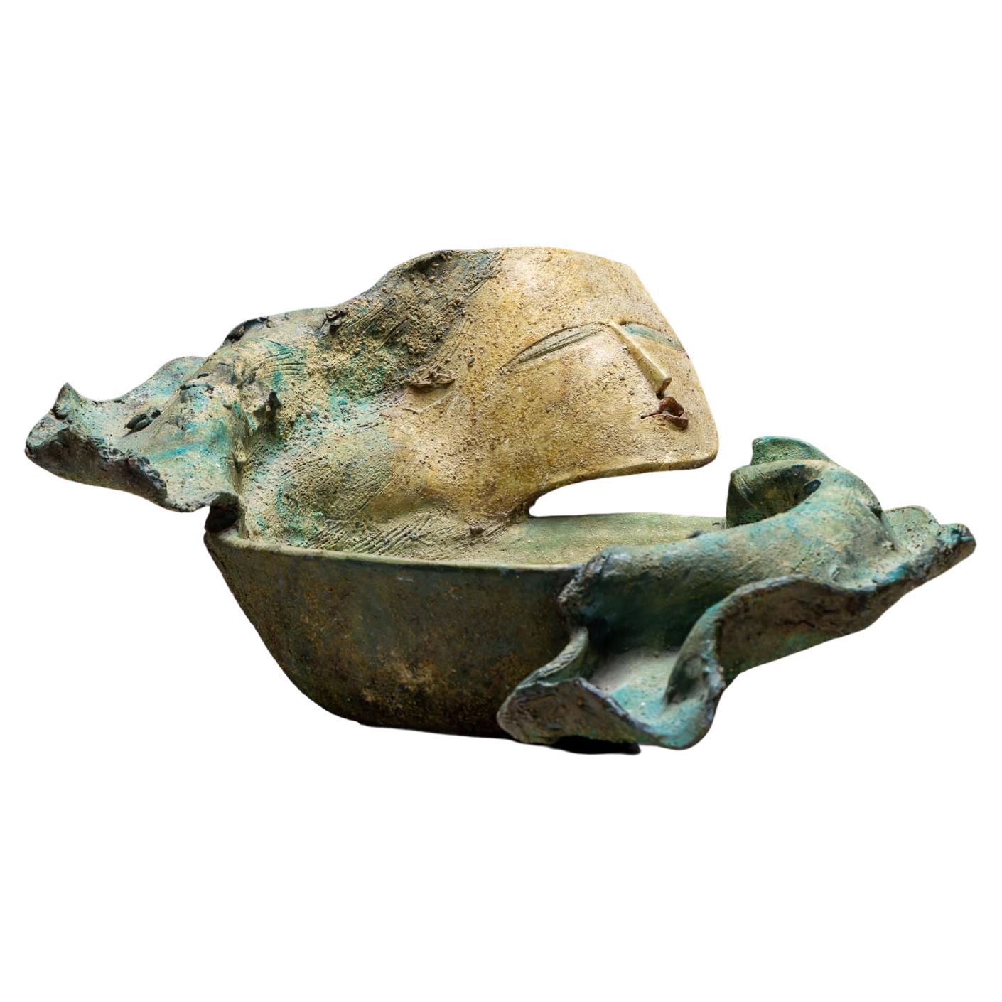 Ceramic Bowl with a Woman's Face by Guido Baldini, Italy, Mid-20th Century
