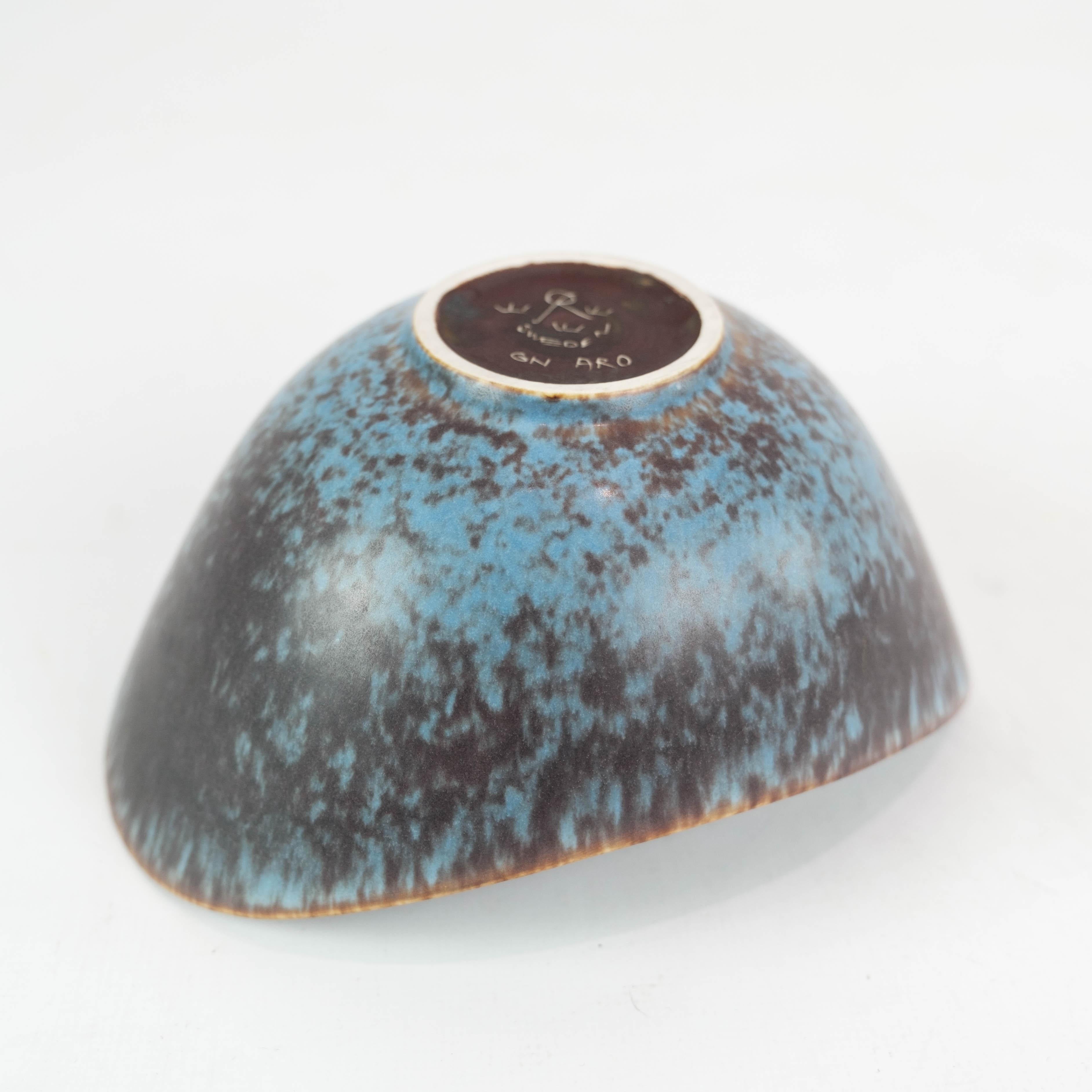 Ceramic Bowl with Blue and Brown Glace by the Artist Gunnar Nylund for Rørstrand 4