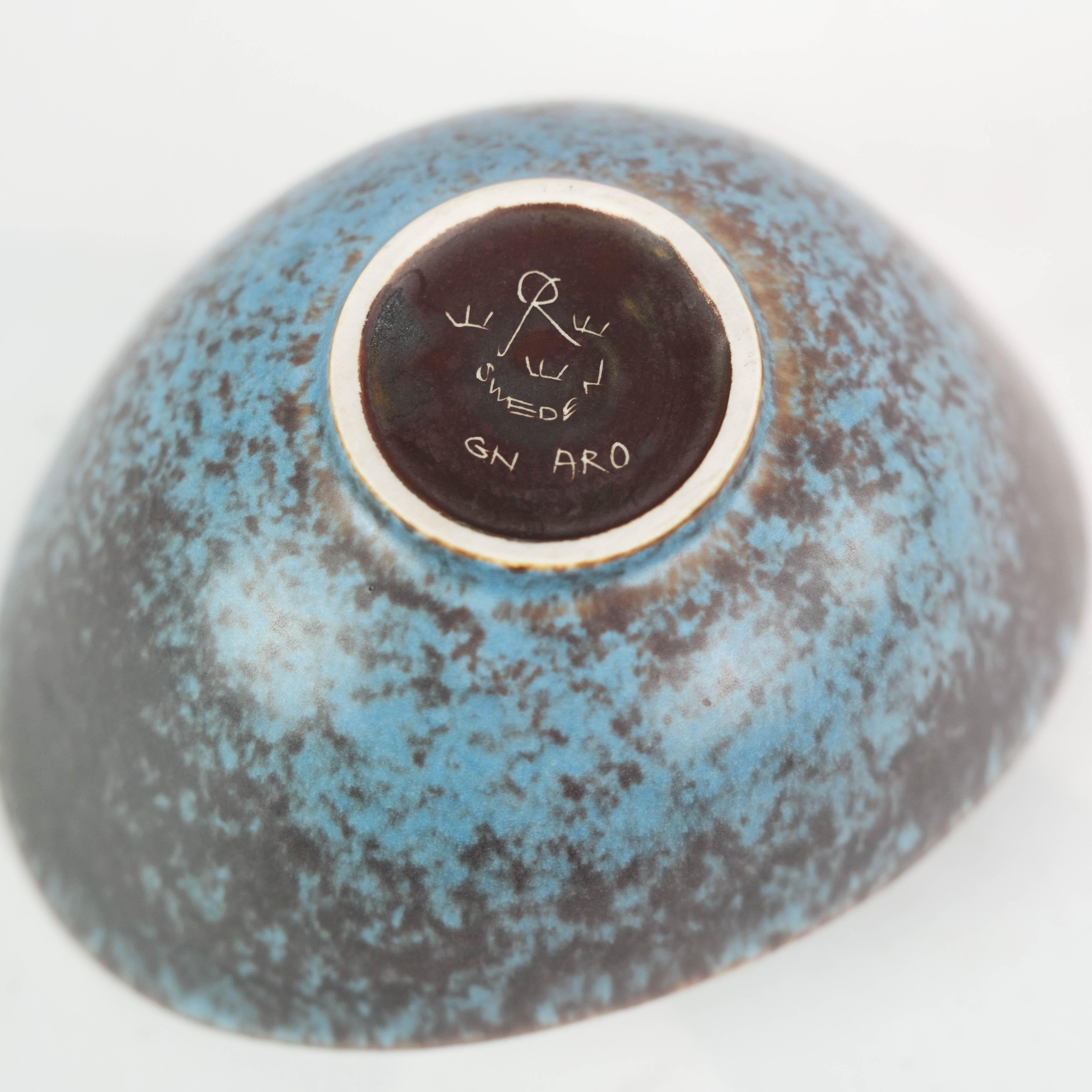 Ceramic Bowl with Blue and Brown Glace by the Artist Gunnar Nylund for Rørstrand 5