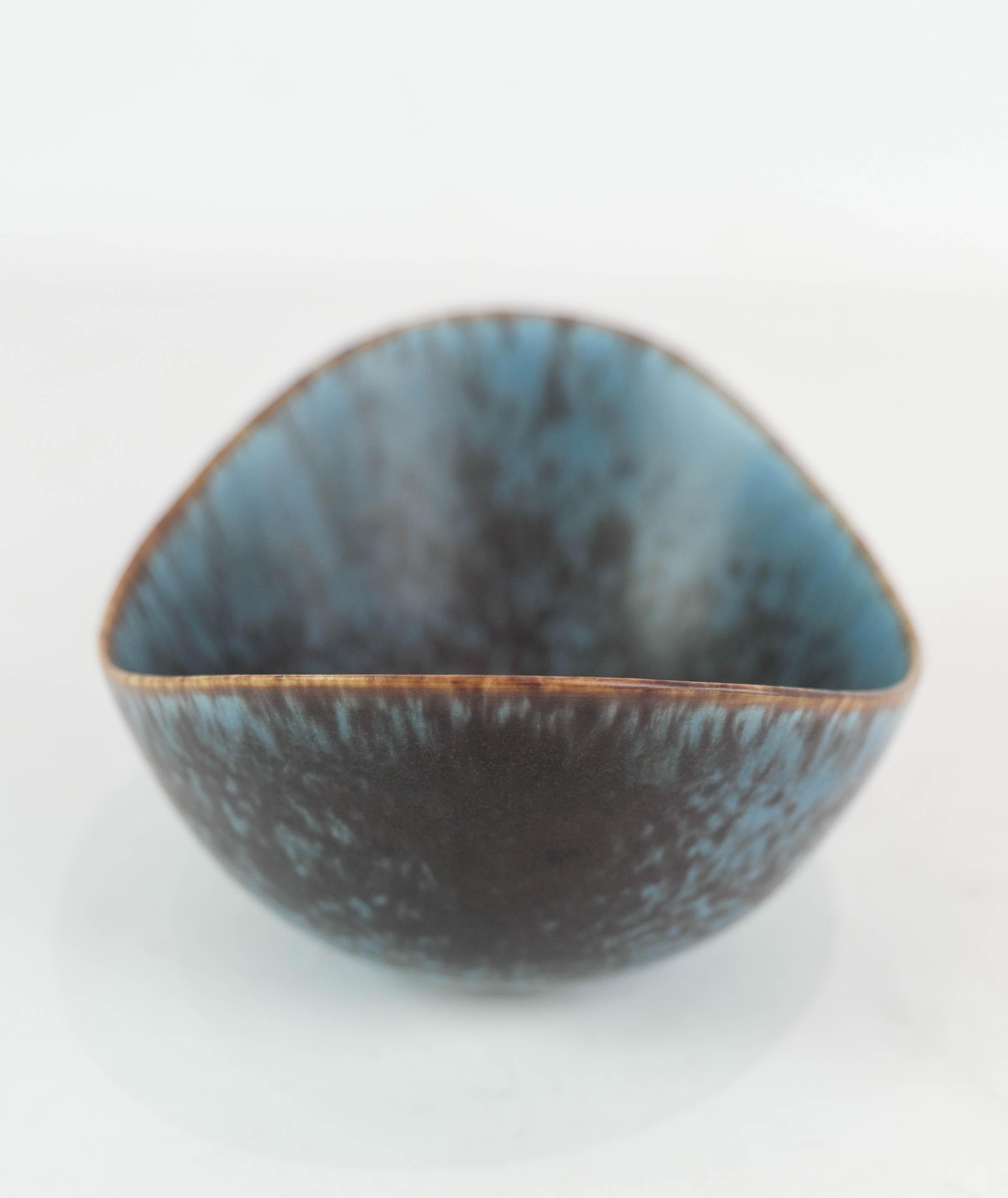 Ceramic Bowl with Blue and Brown Glace by the Artist Gunnar Nylund for Rørstrand 2