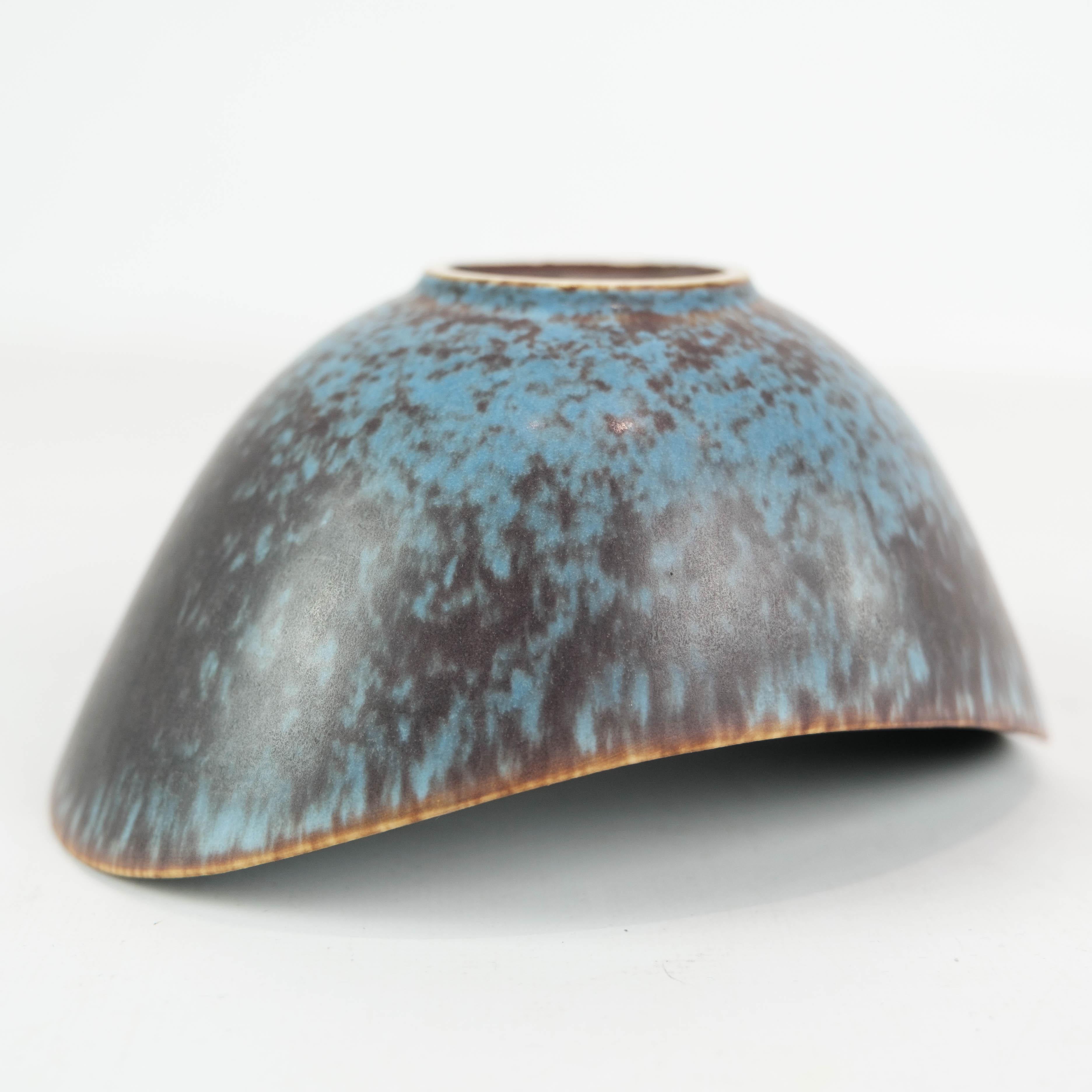 Ceramic Bowl with Blue and Brown Glace by the Artist Gunnar Nylund for Rørstrand 3