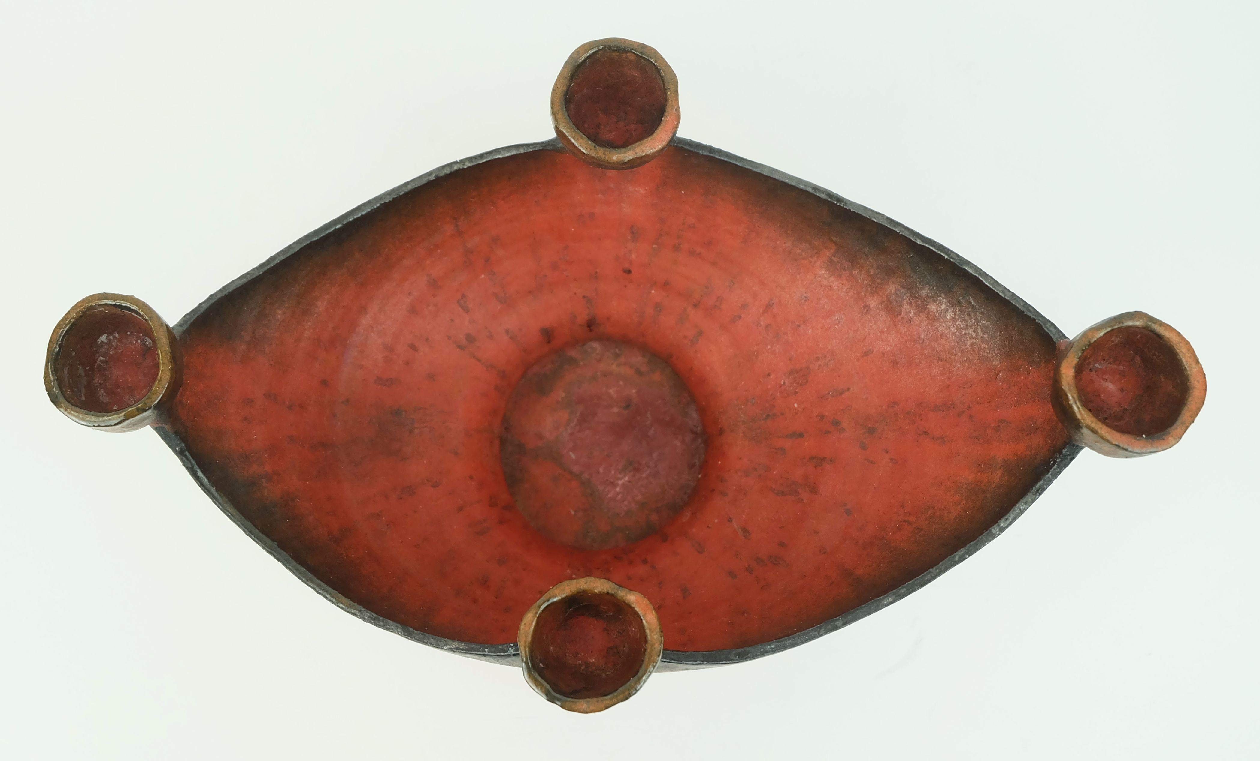 ciotola in ceramica con portacandele Conny Walther 1960 Studio A in vendita 3