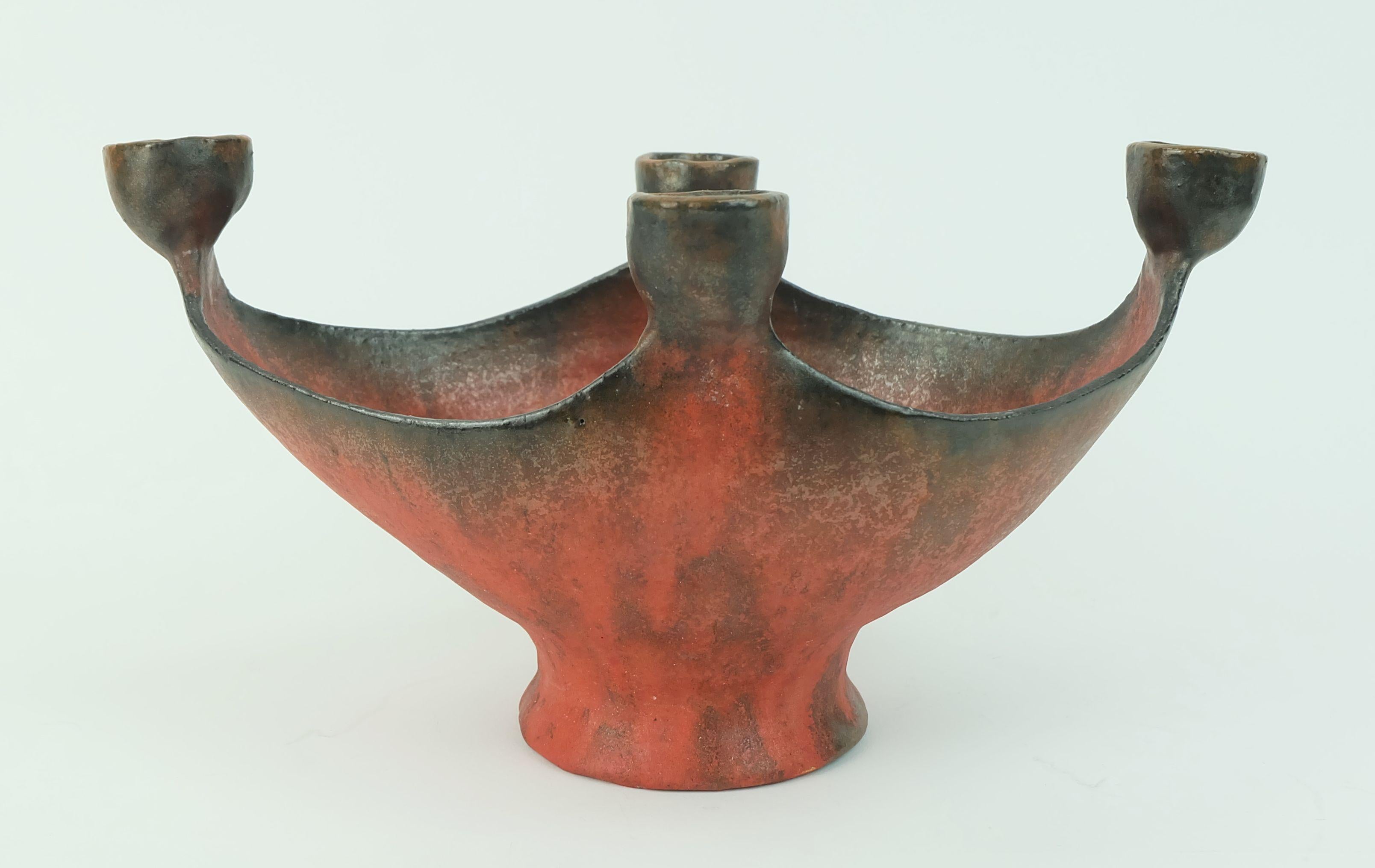 Incredibile ciotola in ceramica moderna danese di Conny Walther, ceramica d'arte proveniente dalla Danimarca, circa anni '60-primi anni '70, marcata 