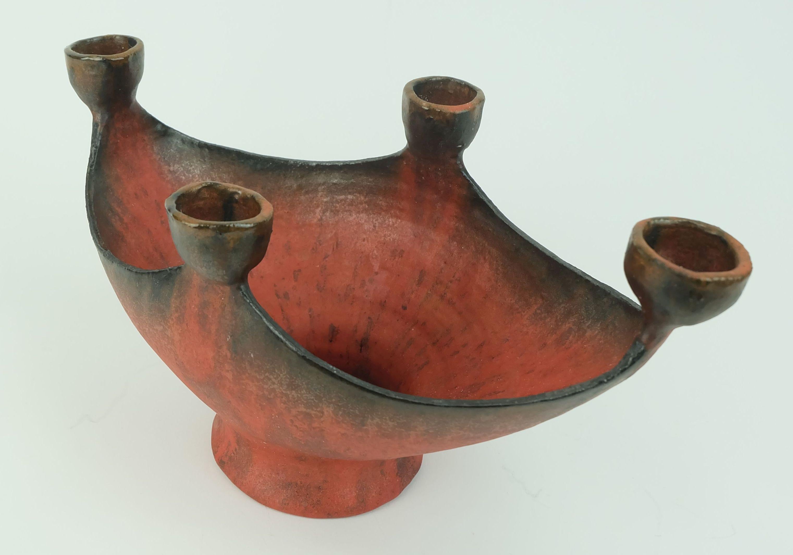 ciotola in ceramica con portacandele Conny Walther 1960 Studio A In condizioni buone in vendita a Mannheim, DE
