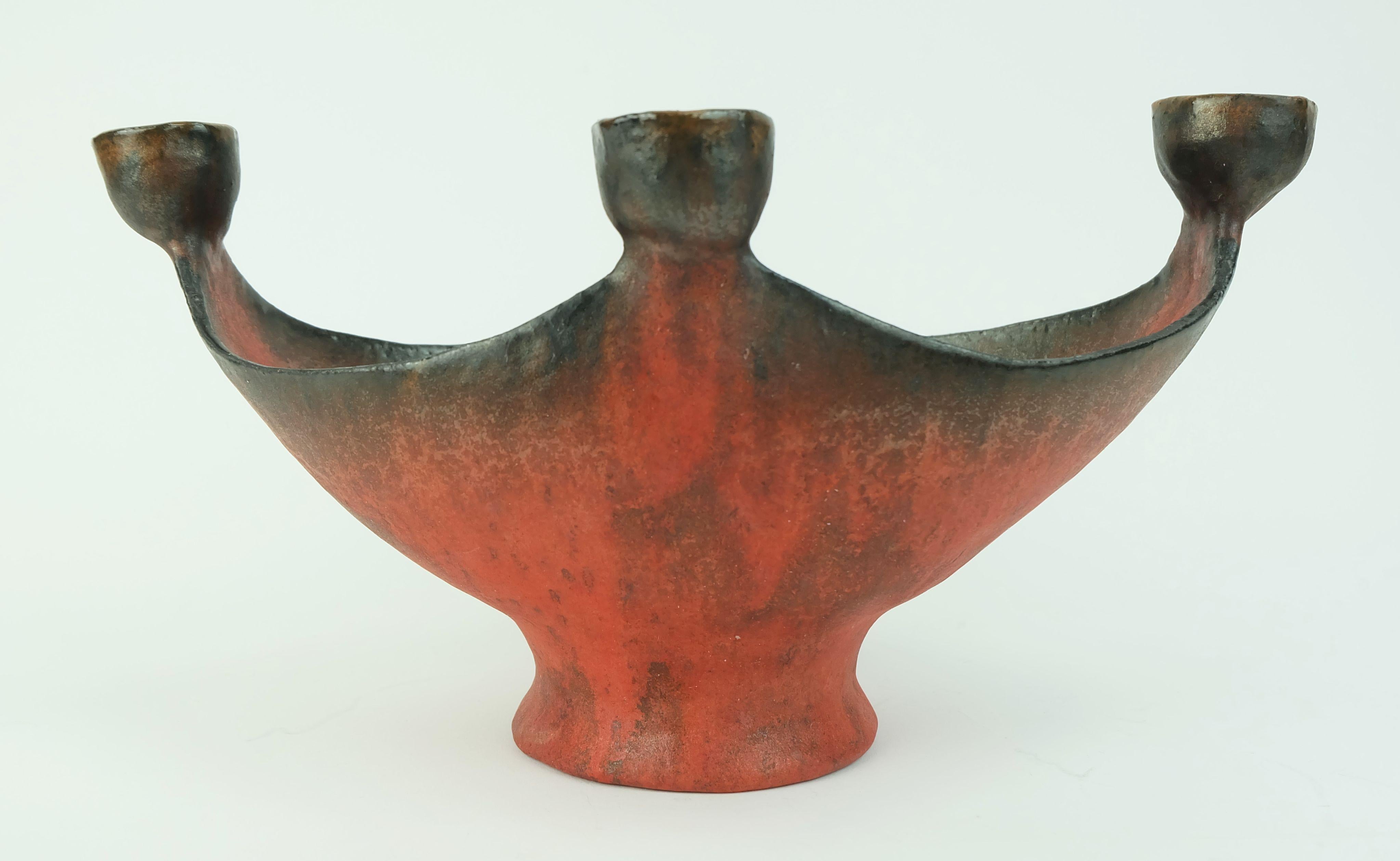 Ceramica ciotola in ceramica con portacandele Conny Walther 1960 Studio A in vendita