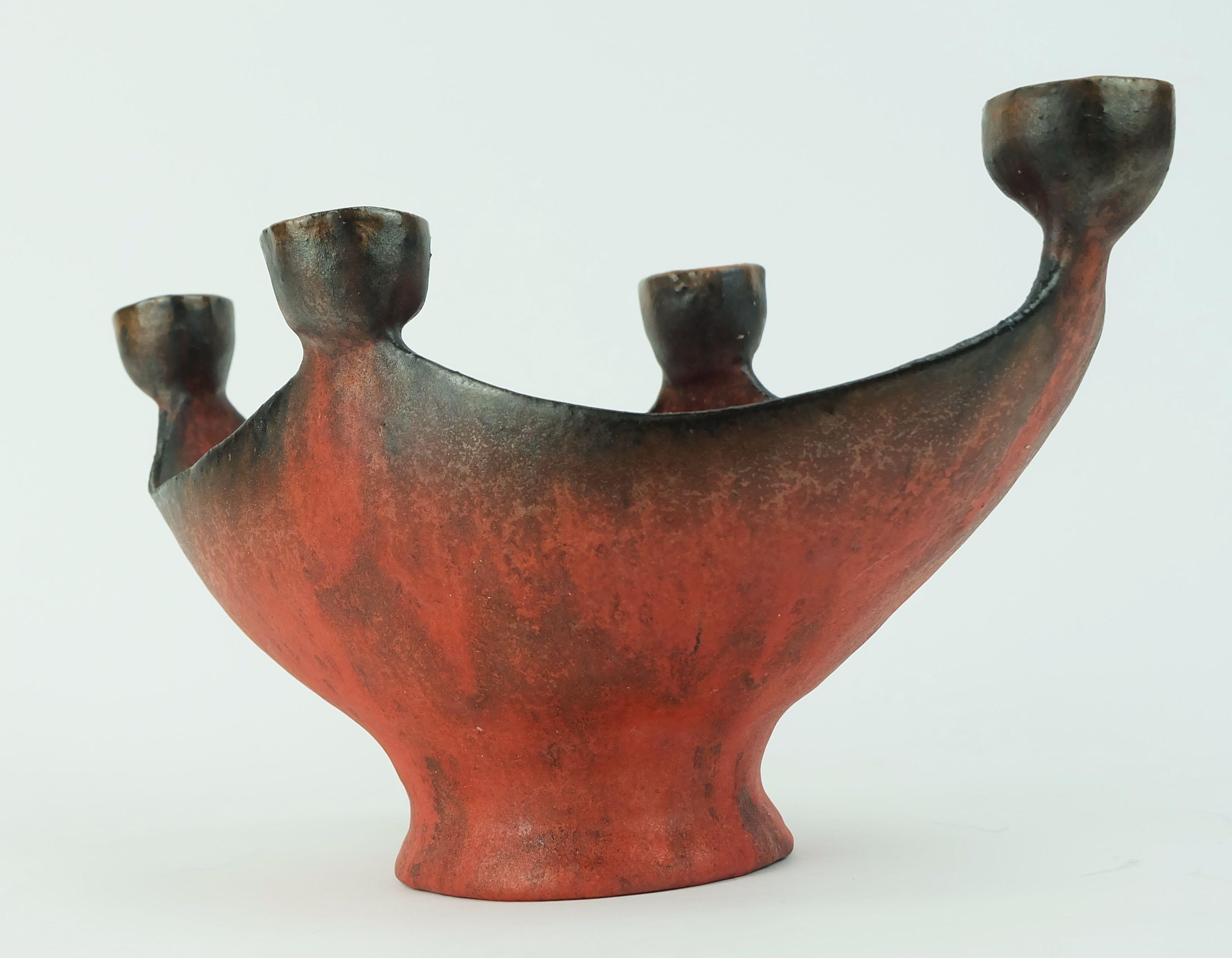 ciotola in ceramica con portacandele Conny Walther 1960 Studio A in vendita 2