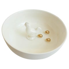 Ceramic Bowl with Chicken and Golden Eggs