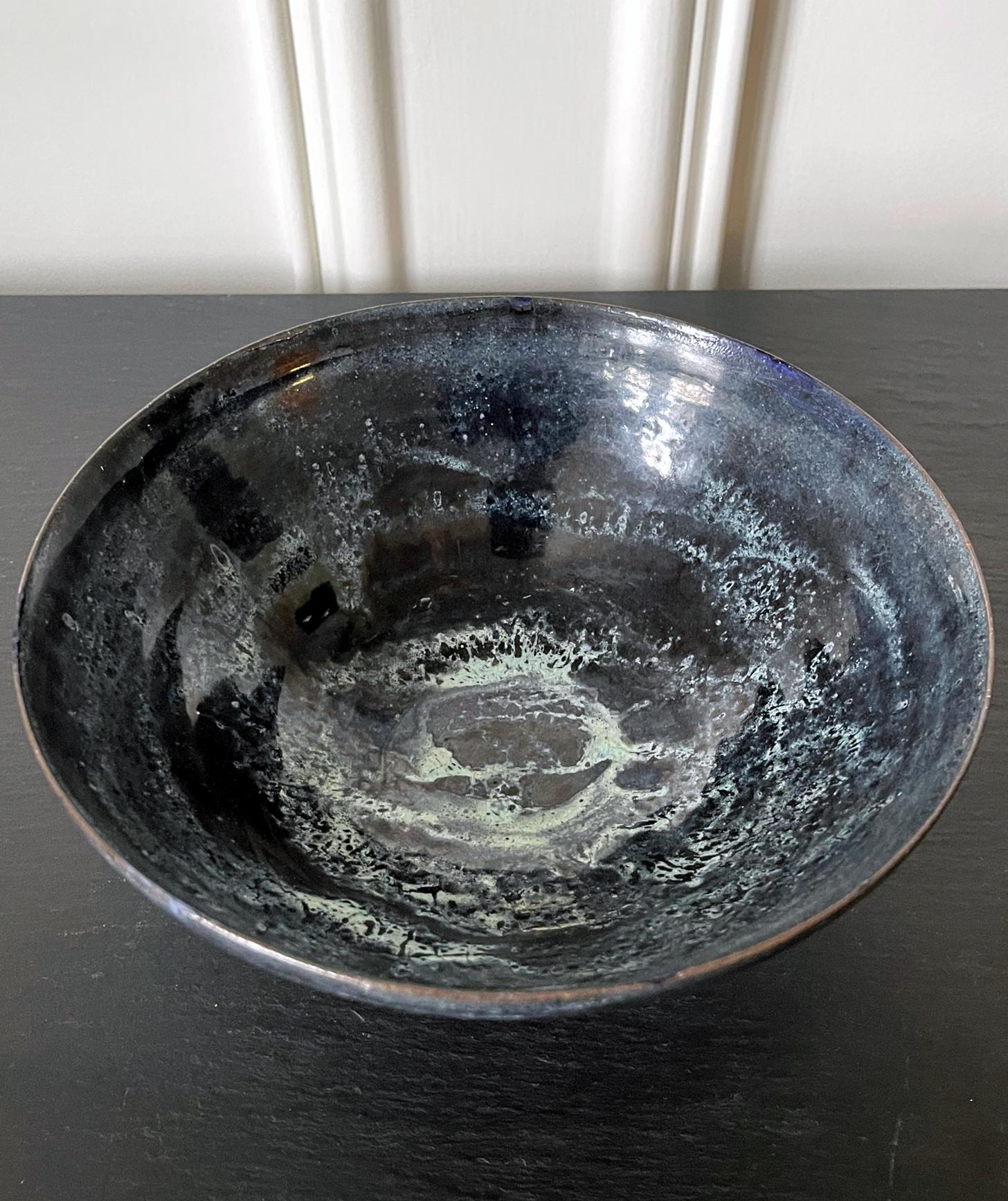 20th Century Ceramic Bowl with Expressive Glaze by Beatrice Wood For Sale