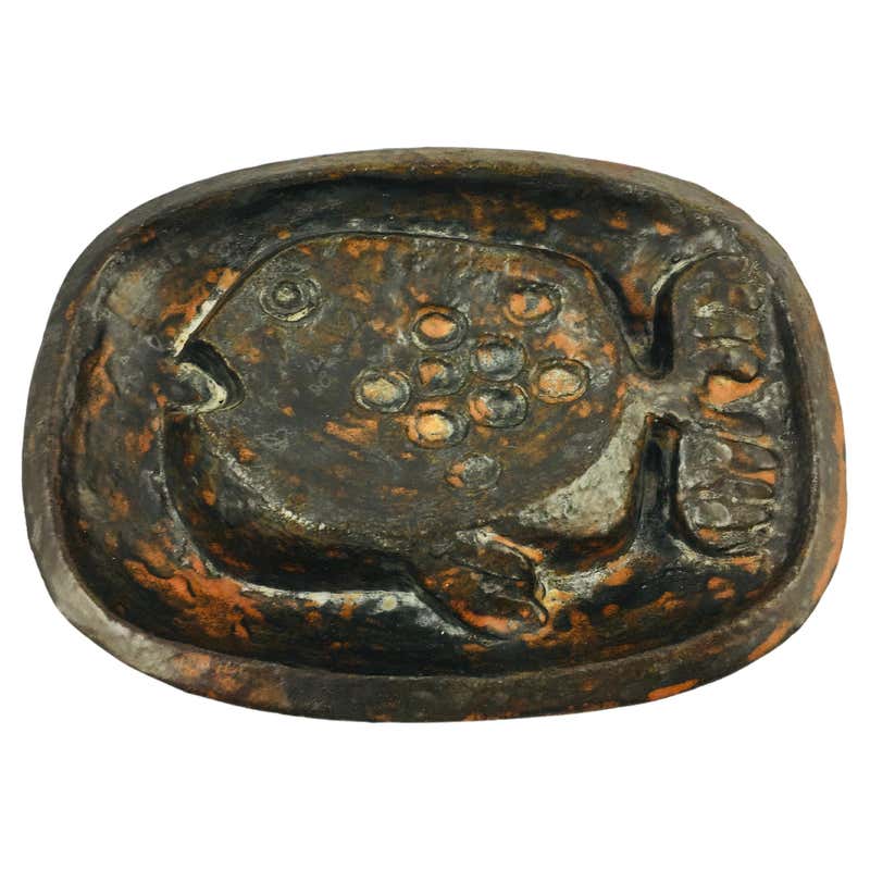 Italian Golden Hand-Hammered Bronze Clam Footed Bowl, Key Dish ...