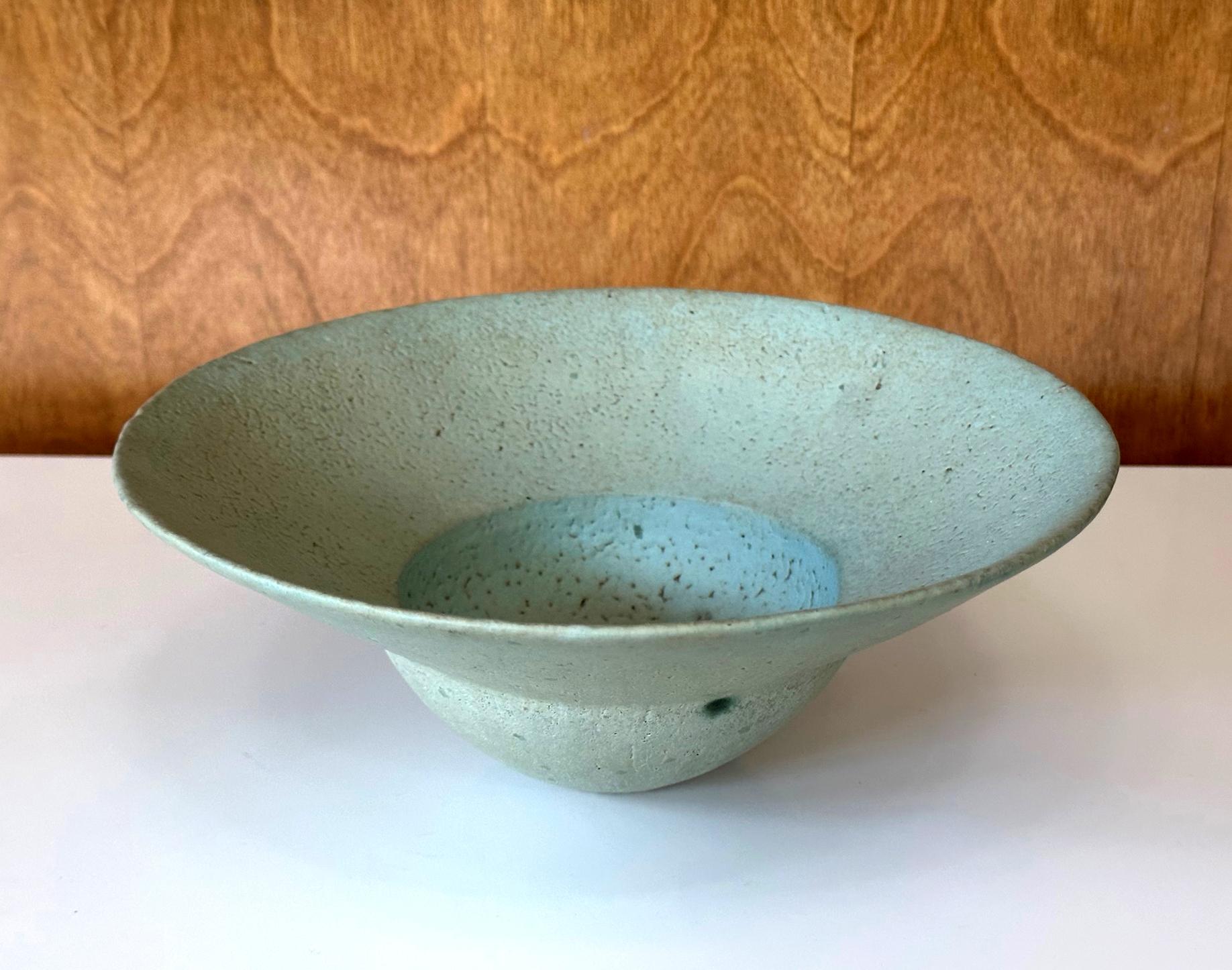 Modern Ceramic Bowl with Flanged Rim by John Ward For Sale