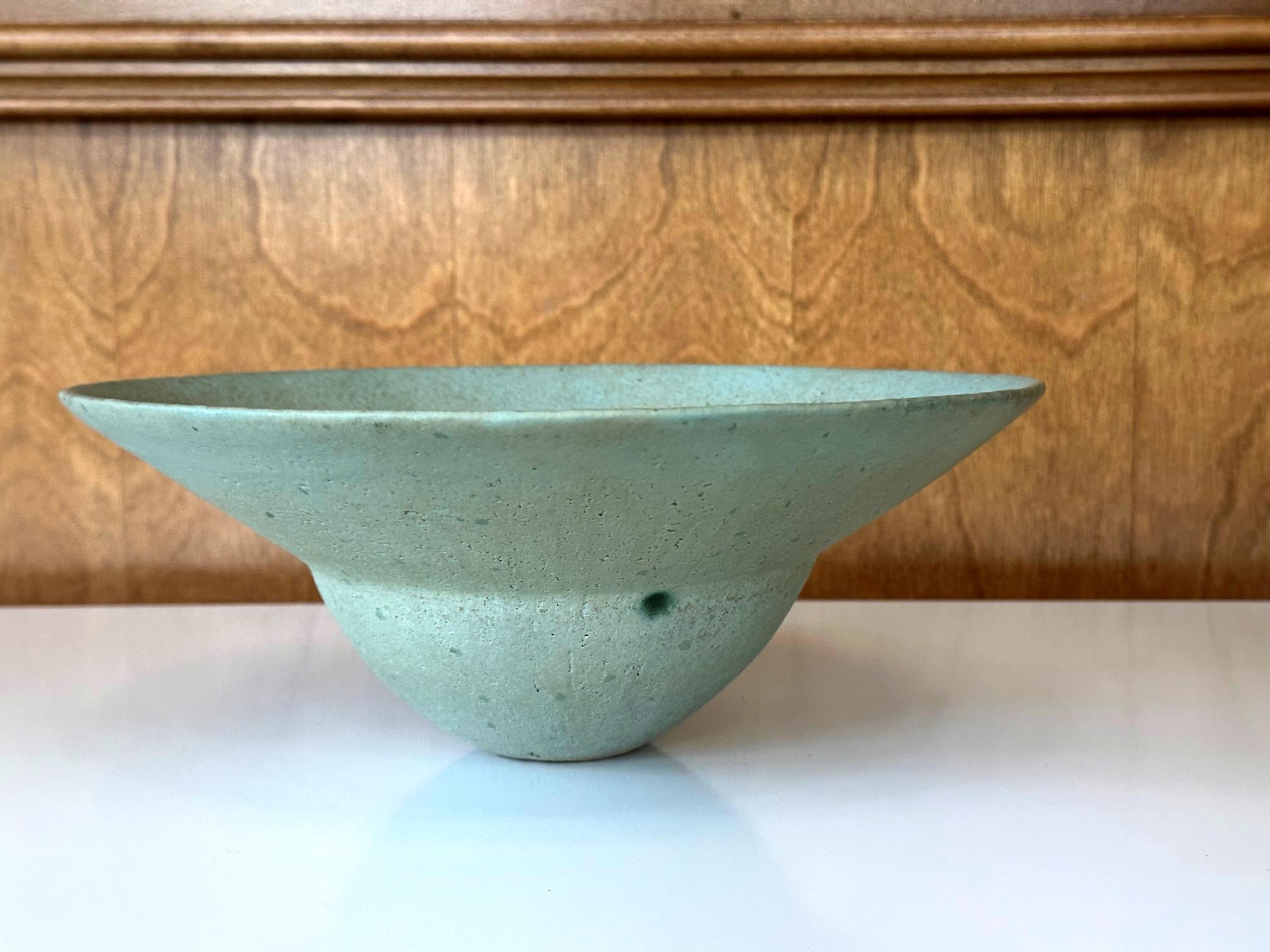 Glazed Ceramic Bowl with Flanged Rim by John Ward For Sale