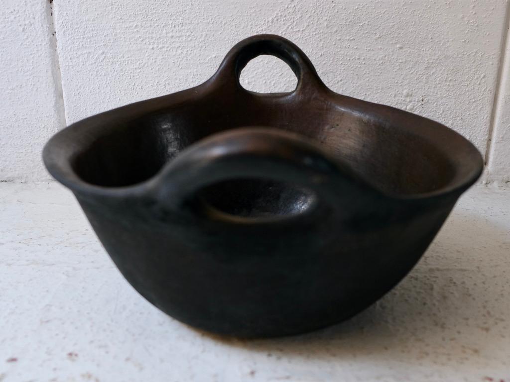 Rustic Ceramic Bowl with Handles from Mexico, circa 1980's