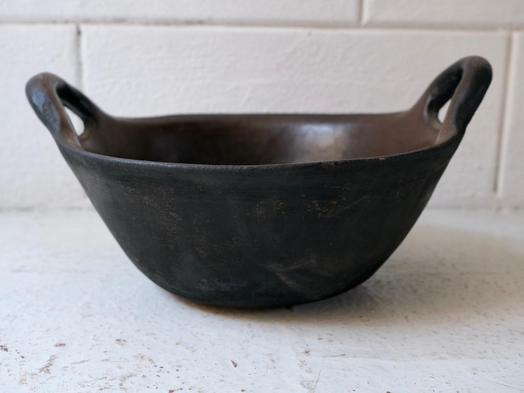 Hand-Crafted Ceramic Bowl with Handles from Mexico, circa 1980's