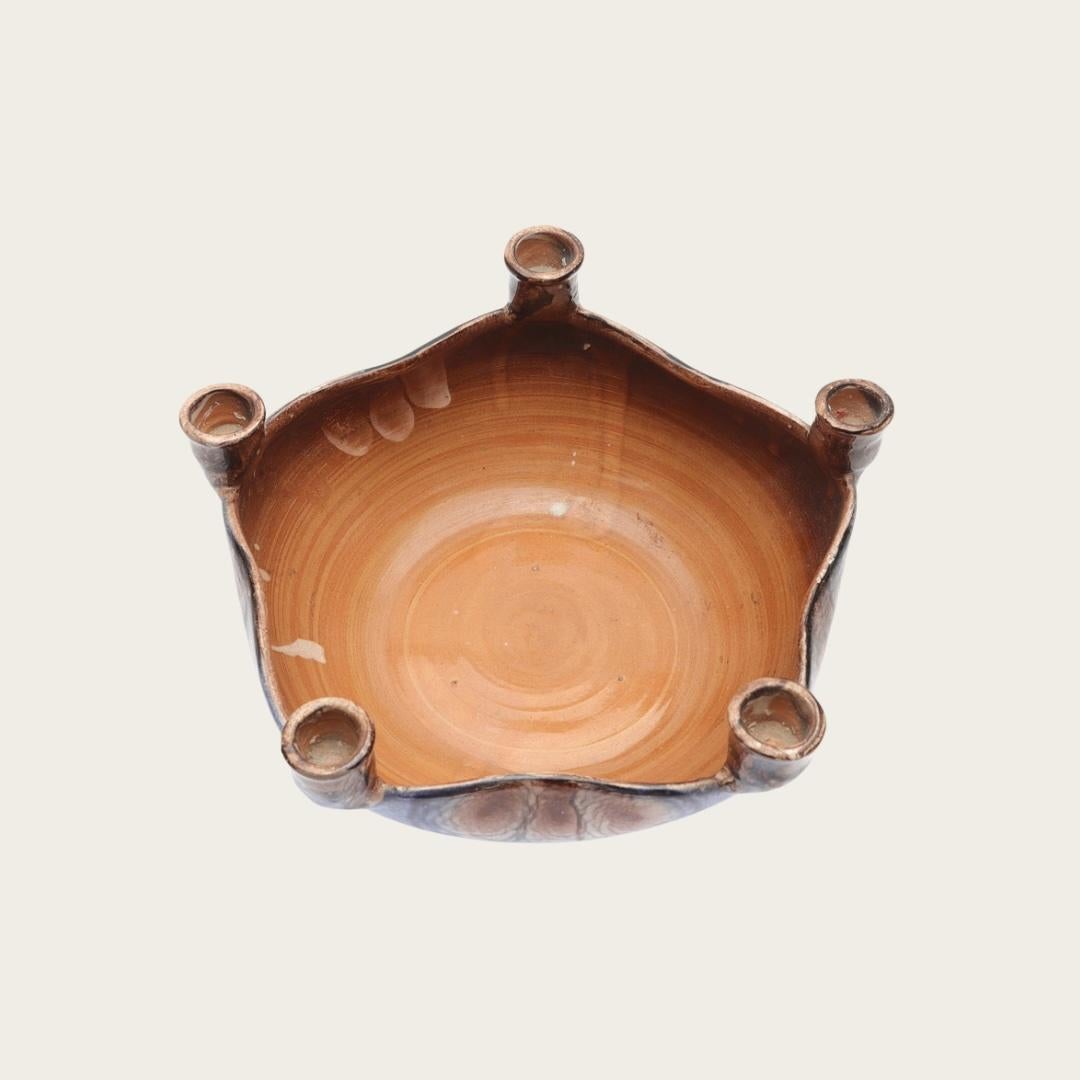 Danese Ceramic Bowl with Integrated Candlesticks by Bo Fajans for Gefle in vendita