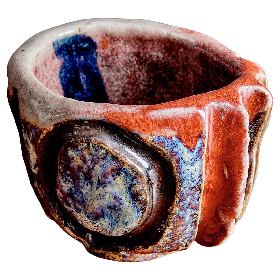 Ceramic bowl with multicolored glaze USA, 1970s