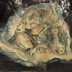 Keramikschale mit Aktdarstellungen 2000, von A.Poizat, Frankreich