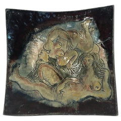 Keramikschale mit Aktdarstellungen 2000, von A.Poizat, Frankreich