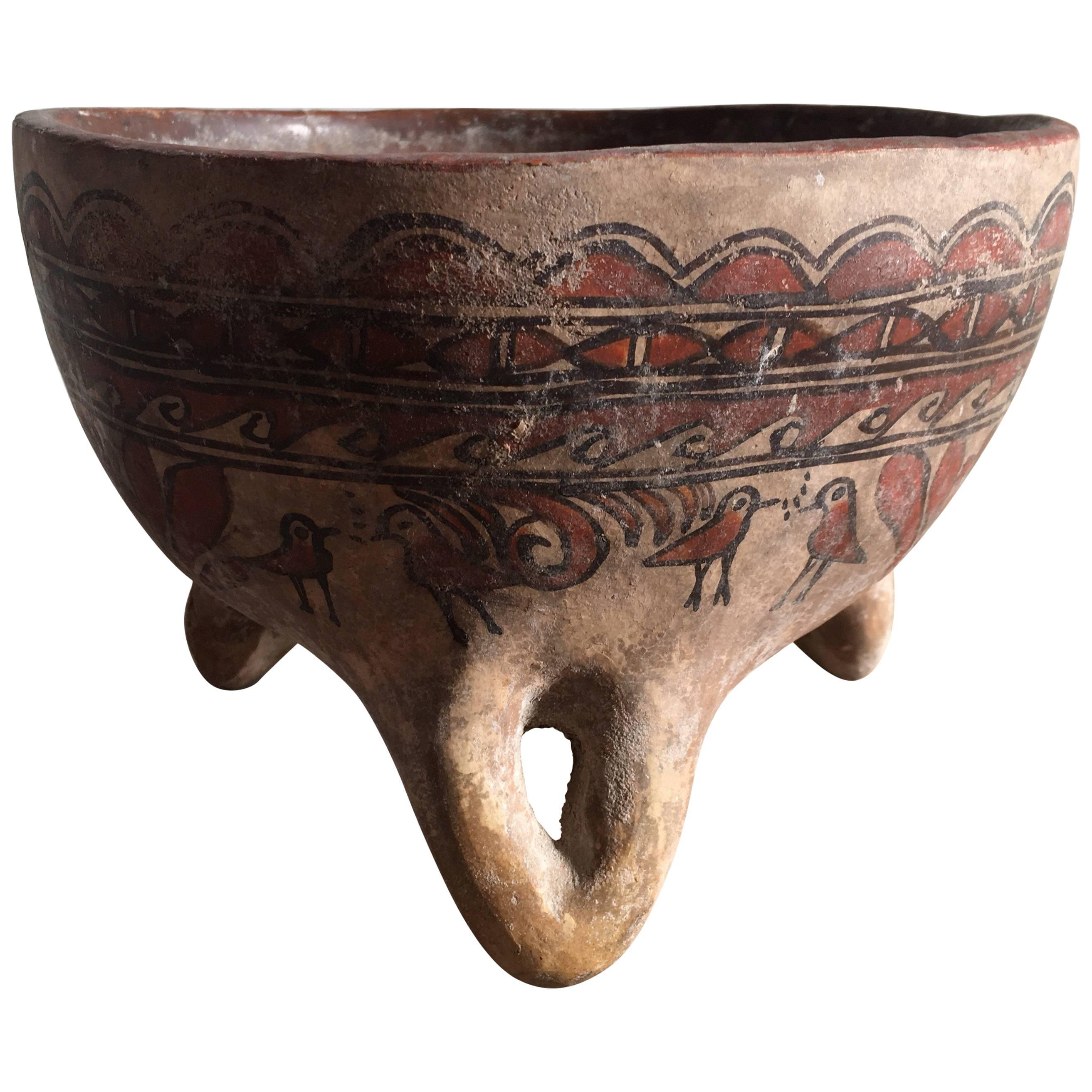 Ceramic Bowl with Primitive Design Work from Mexico