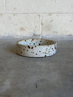 Ceramic Bowl with Speckled Glaze and Leaf Pattern Denmark MCM 1970s