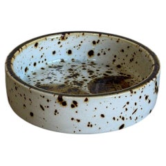 Ceramic Bowl with Speckled Glaze and Leaf Pattern Denmark MCM 1970s
