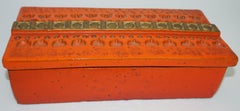 Ceramic Box by Aldo Londi Bitossi, Italy, C 1960, Orange with Gold Decoration