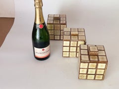 Cajas de cerámica con pequeños azulejos de cerámica Decoración Patrón Francia 1970 Lote de 3