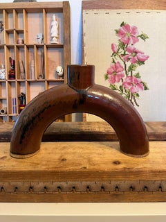 Ceramic Bronze Colored Vase Rustic Art Pottery.