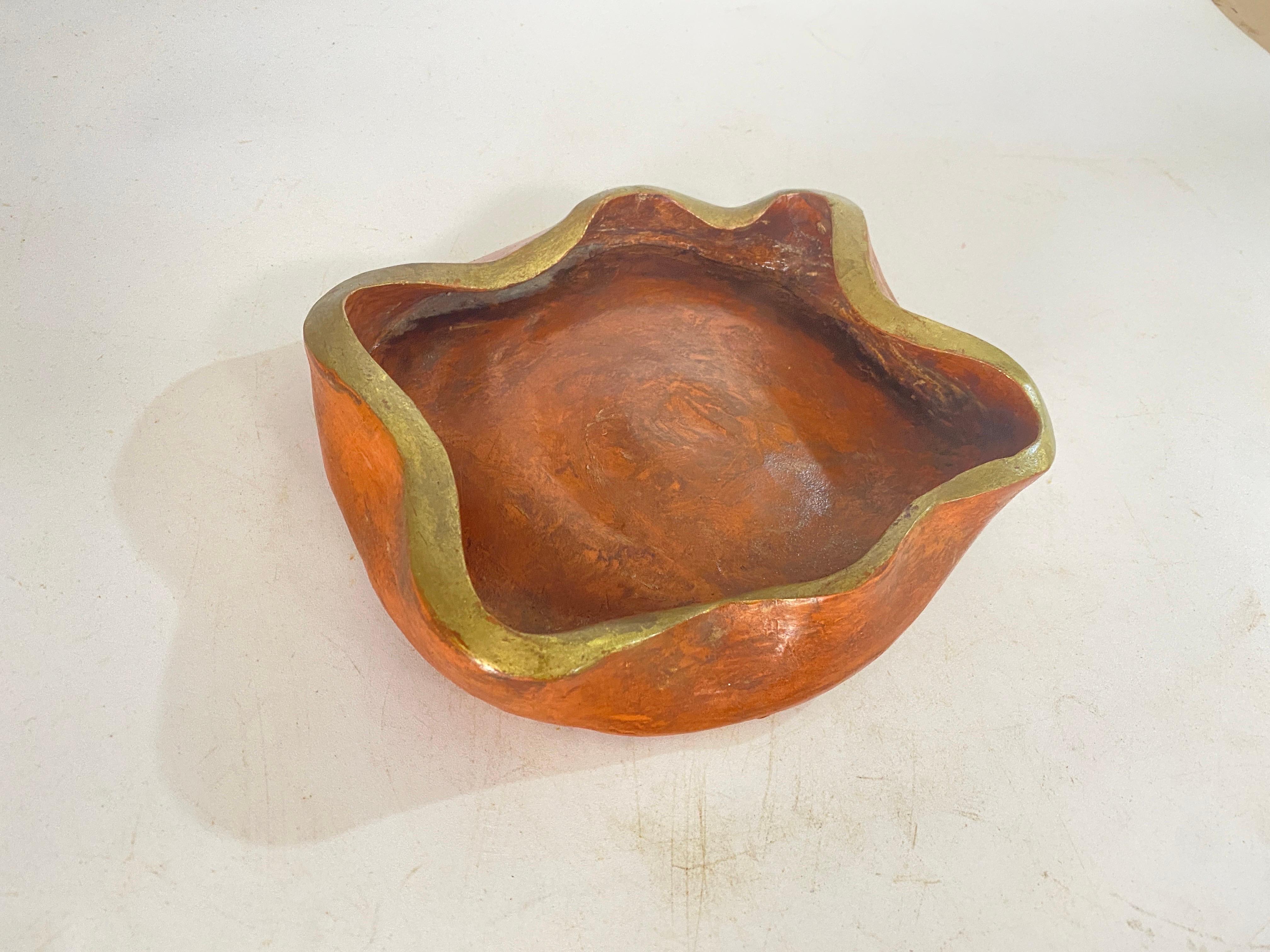 Ceramic Brown and Gold Ashtray or Vide Poche in a Circa 1960 France In Good Condition For Sale In Auribeau sur Siagne, FR