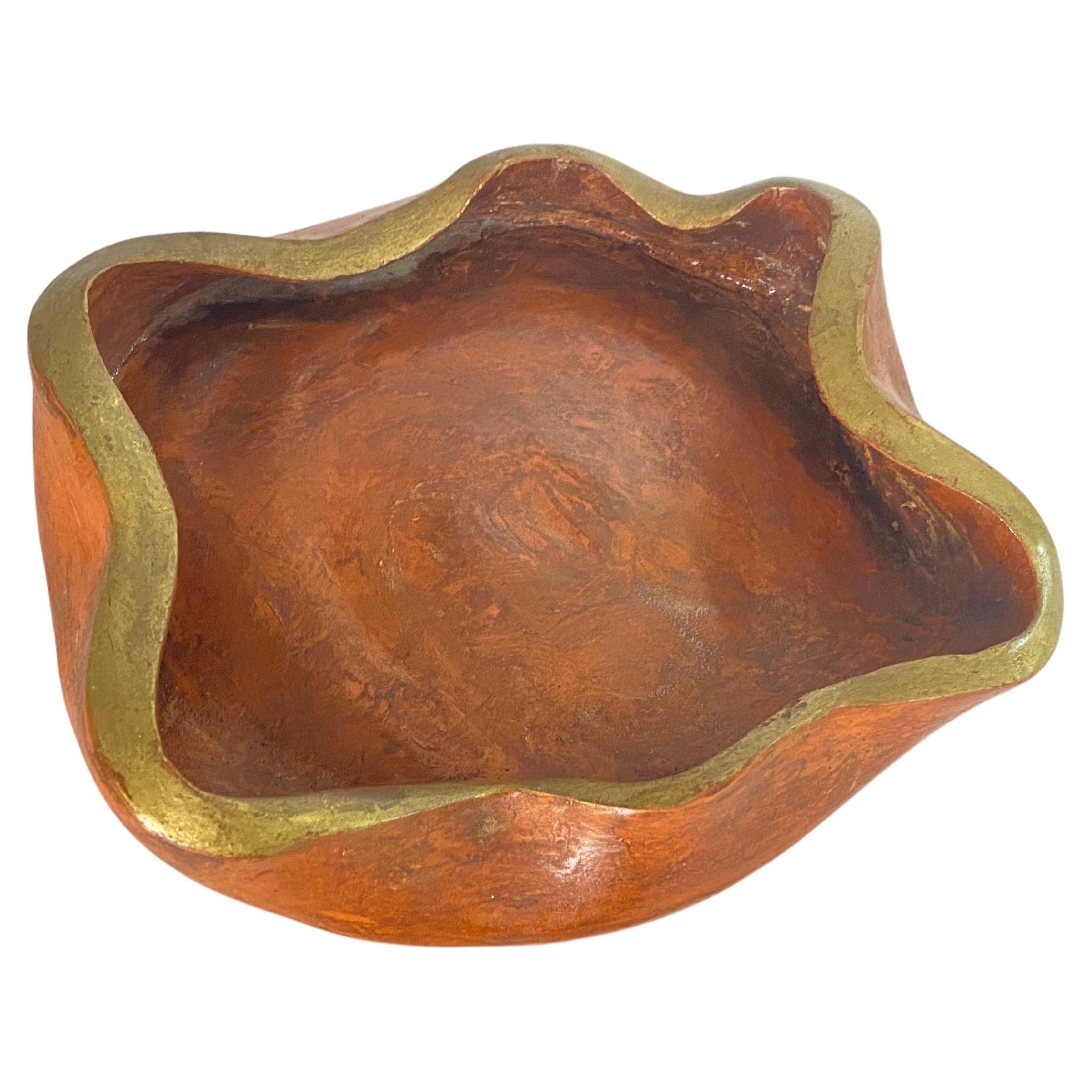 Ceramic Brown and Gold Ashtray or Vide Poche in a Circa 1960 France For Sale