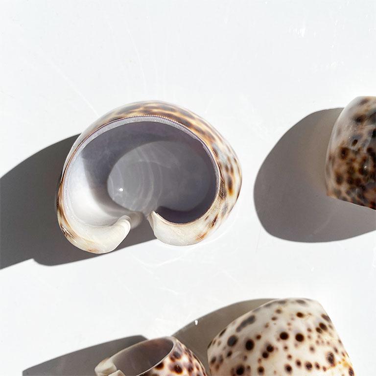 20th Century Ceramic Brown and White Speckled Lobster Claw Maritime Napkin Rings, Set of 6