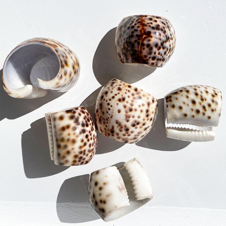 Ceramic Brown and White Speckled Lobster Claw Maritime Napkin Rings, Set of 6 1