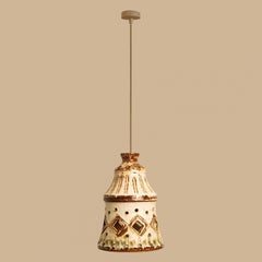 Ceramic Brown Beige Pendant, Denmark, 1970s